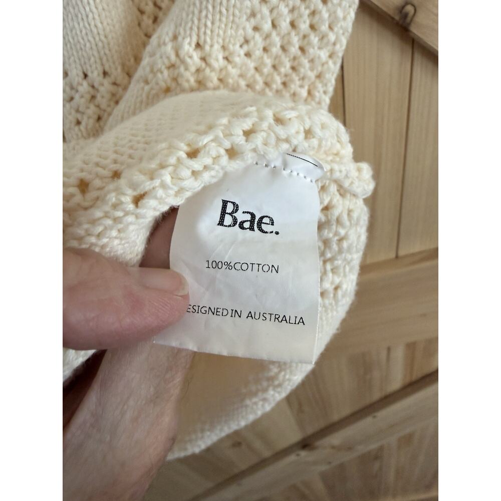 Bae. Maternity Open Knit 100% Cotton Button Up Short Sleeve Vanilla Dress Sz S - Picture 5 of 9